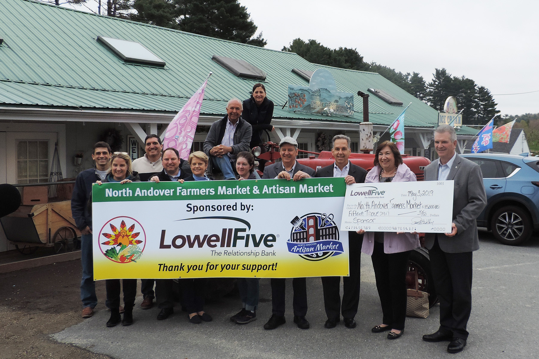 Lowell Five Bank gives 15K to support North Andover Farmers Market's 3rd Season Lowell Five