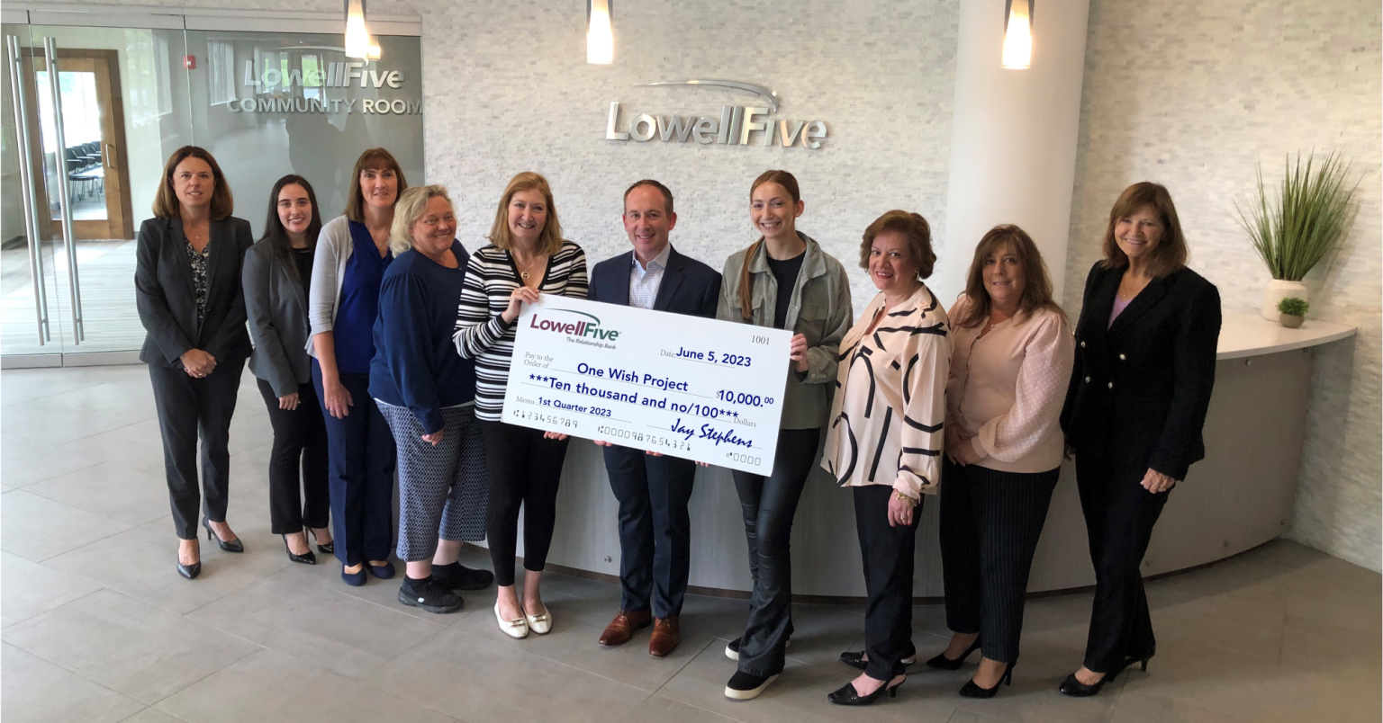 One Wish Project is Lowell Five Employee Charitable Giving Award winner
